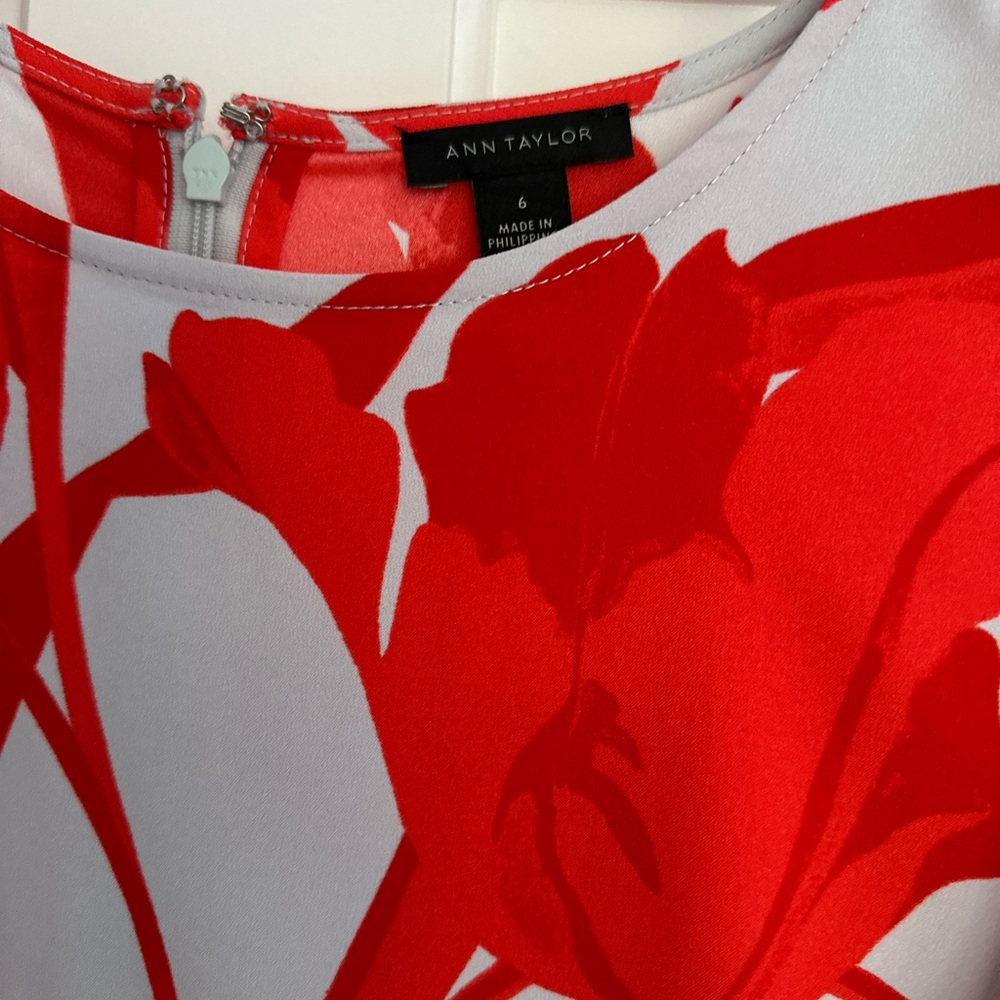 Ann Taylor Vibrant Red and White Dress